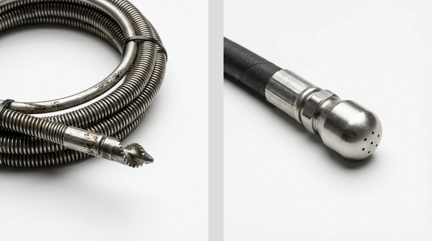 Drain snake cable and hydro jetting nozzle used for drain cleaning in Sunnyside, WA